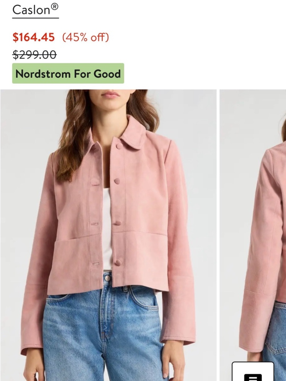 Caslon Pink Suede Cropped Button-Front Jacket